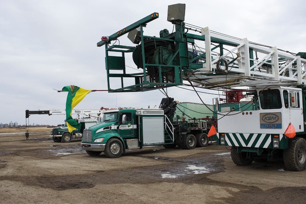 two trucks running with the tower